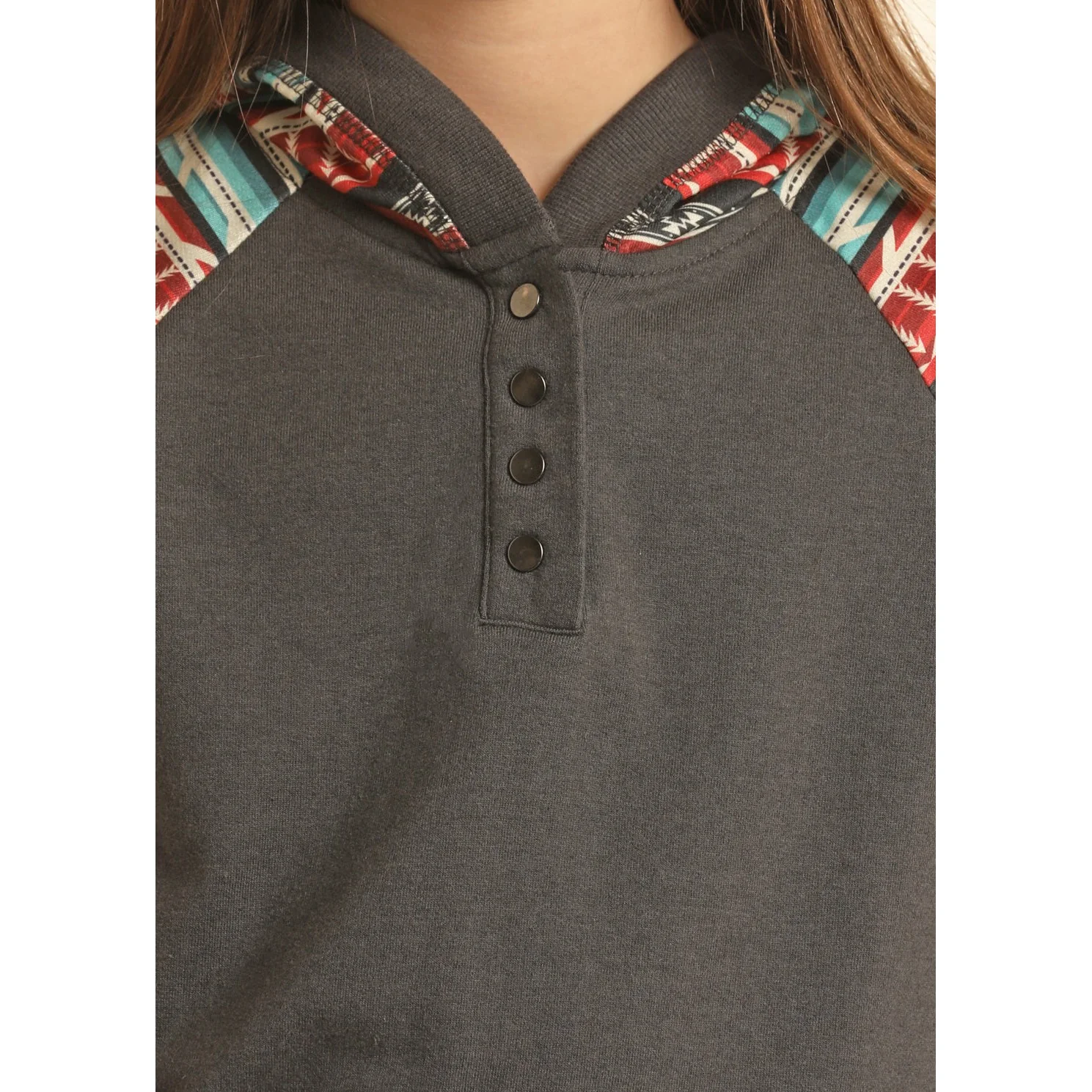 Rock & Roll Girl's Contrast Sleeve Hoodie - Black - Image 2