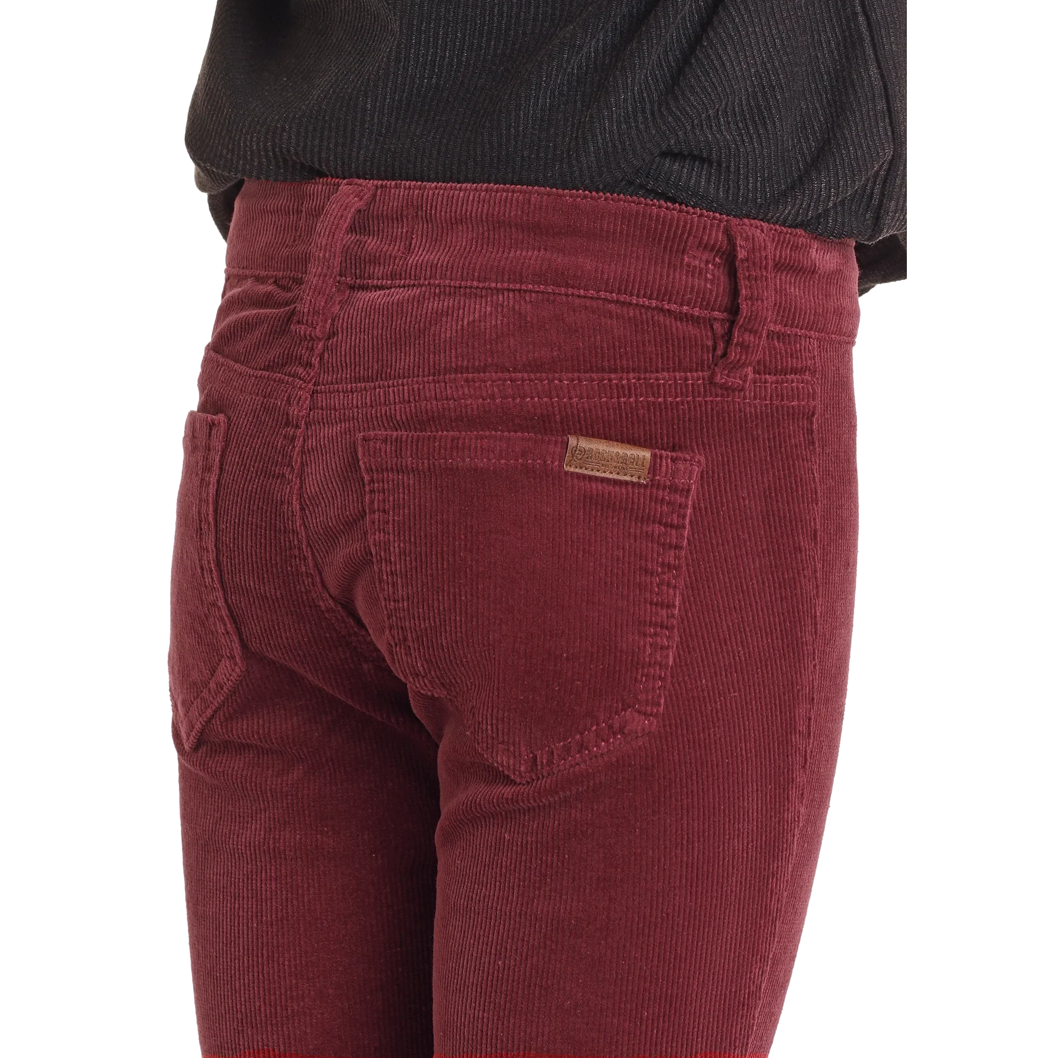 Rock & Roll Girl's Corduroy Flare Pant - Maroon - Image 2