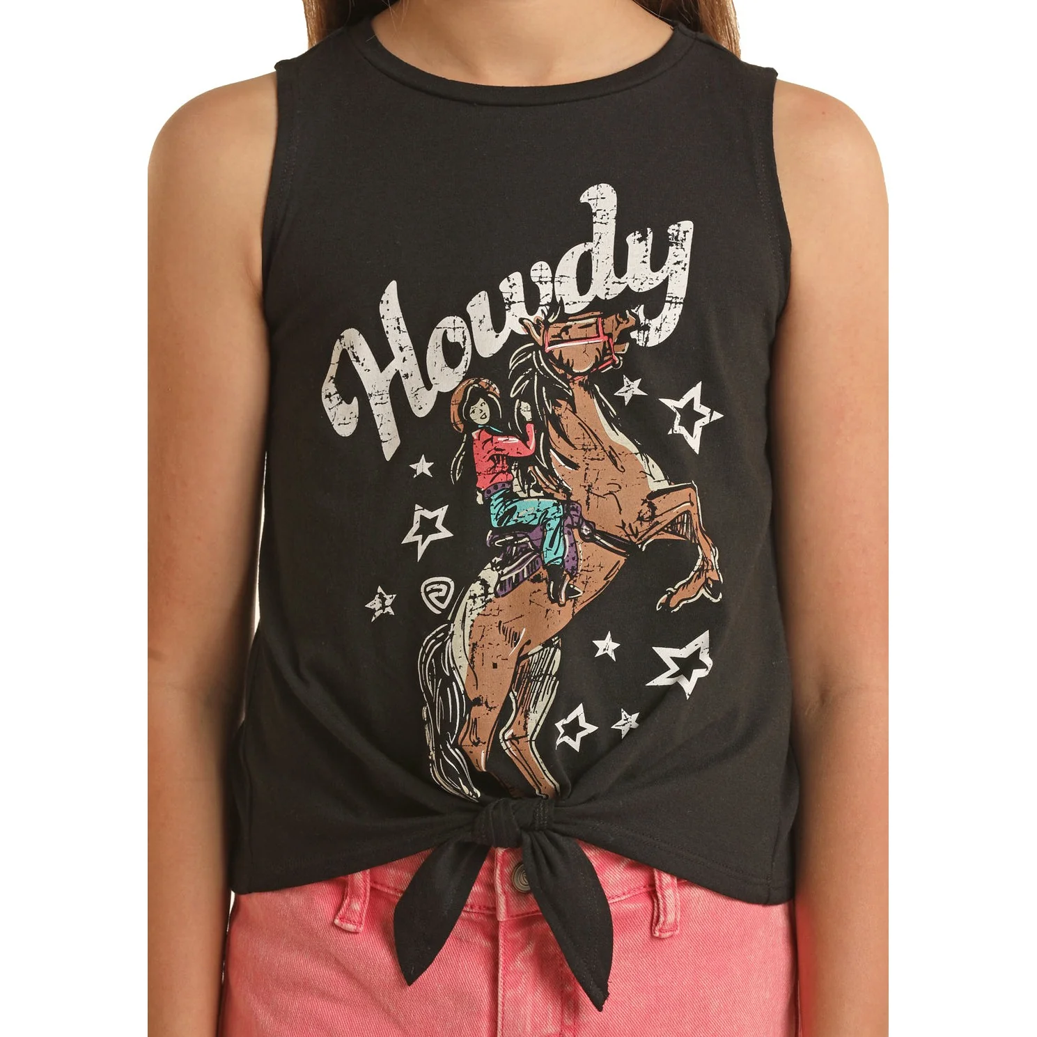 Rock & Roll Girl's Graphic Tank w/Tie - Black - Image 2