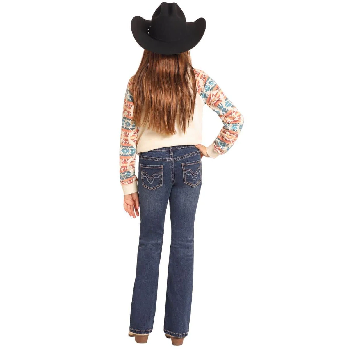 Rock & Roll  Girl's Mid Rise Denim Boot Cut Jean - Dark Wash - Image 2