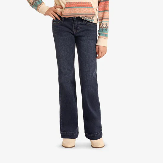 Rock & Roll Girl's Rope Embroidered Trouser - Dark Wash - Image 3