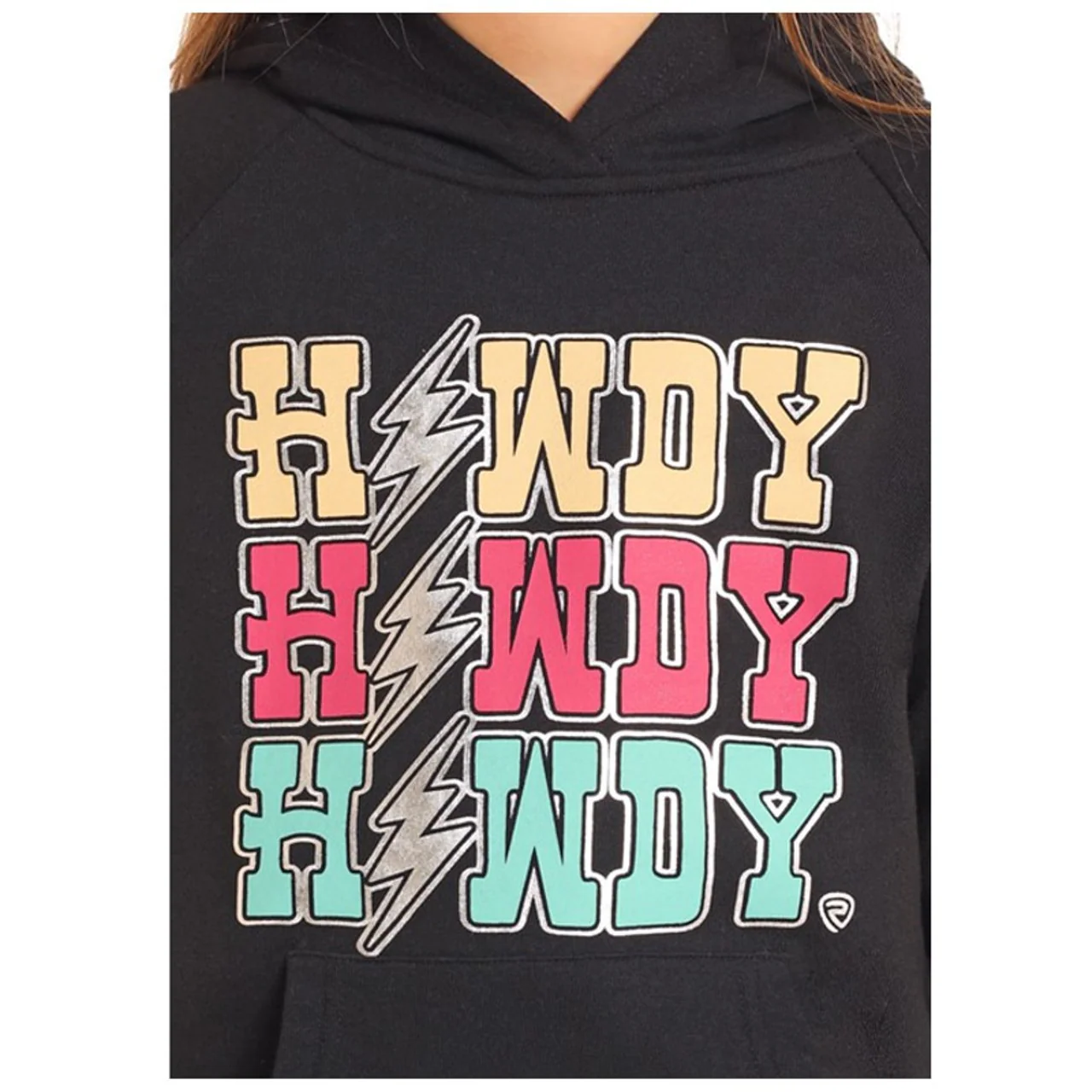 Rock & Roll Girl's Scenery Long Sleeve Howdy Hoodie - Black - Image 3