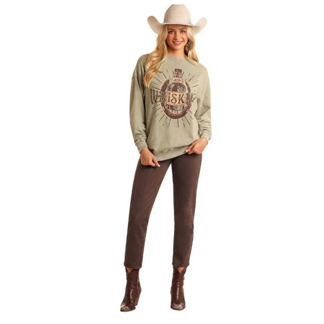 Rock & Roll Women's Graphic Oversized Pullover- Jade - Image 2