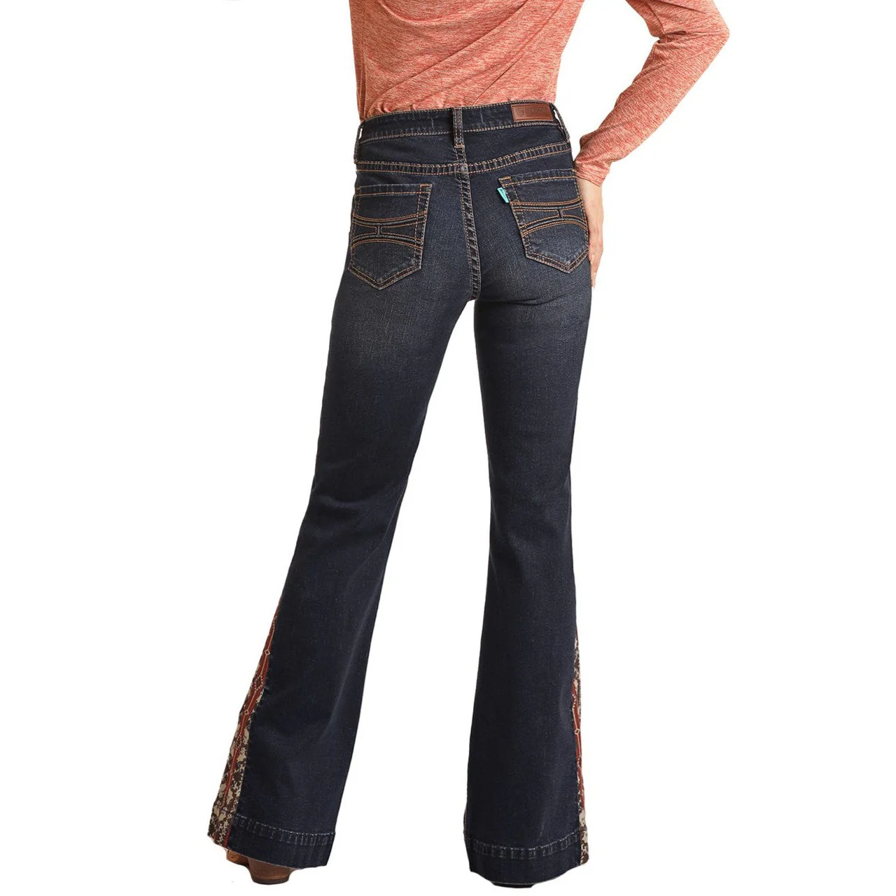 Rock & Roll Hooey Women's Mid Rise Extra Stretch Trouser Jeans - Dark Wash - Image 2