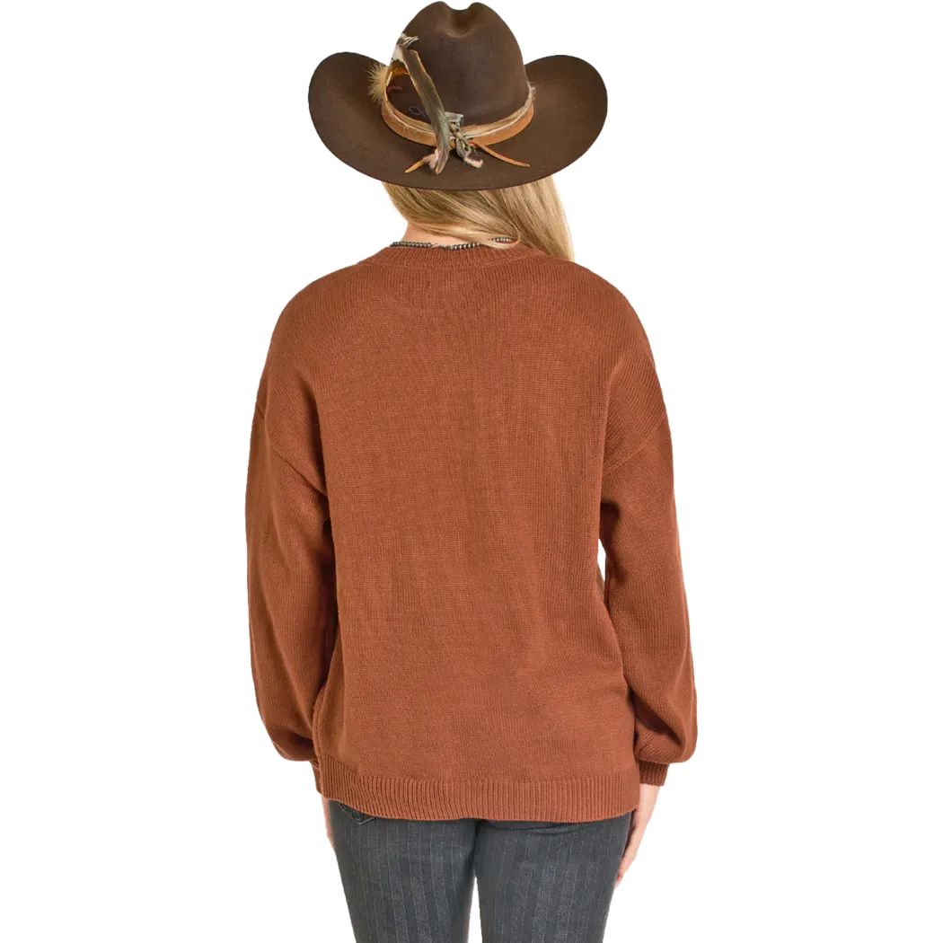 Rock & Roll Horse & Horseshoe Sweater- Burnt Orange - Image 2