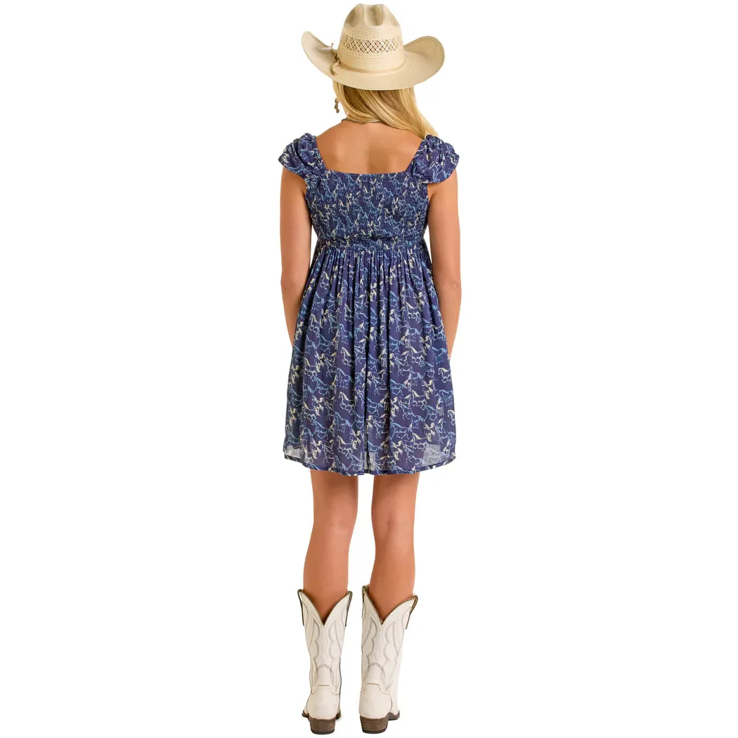 Rock & Roll Horse Mini Dress-Navy - Image 2