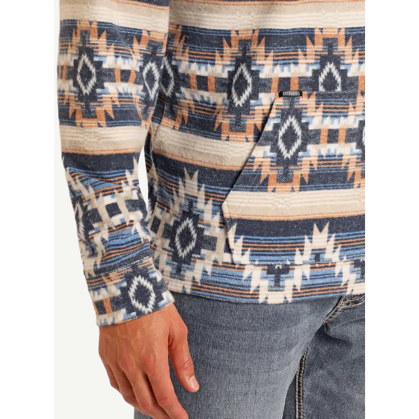 Rock & Roll Men's Aztec Button Hoodie - Navy - Image 2