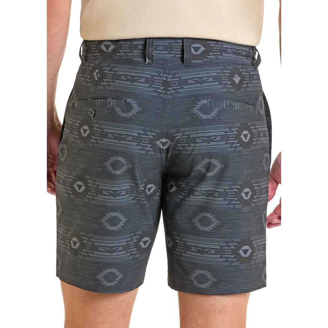 Rock & Roll Men's Aztec Printed Chino Shorts- Blue - Image 2