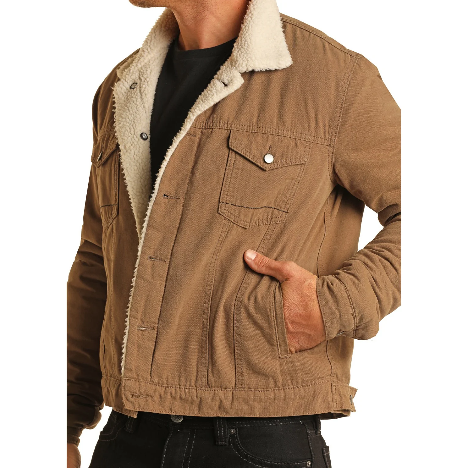 Rock & Roll Men's Brown Jacket - Khaki - Image 3