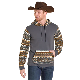 Rock & Roll Men's Color-Blocked Hoodie - Charcoal