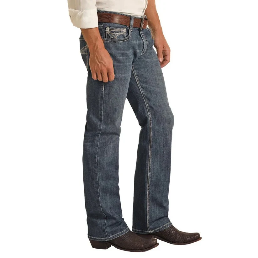 Rock & Roll Men's Cross Embroidered Pistol Straight Jean - Medium Vintage - Image 3