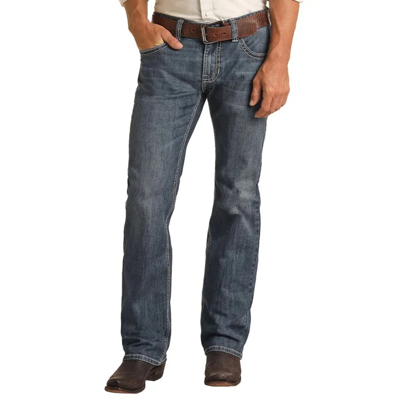 Rock & Roll Men's Cross Embroidered Pistol Straight Jean - Medium Vintage - Image 4