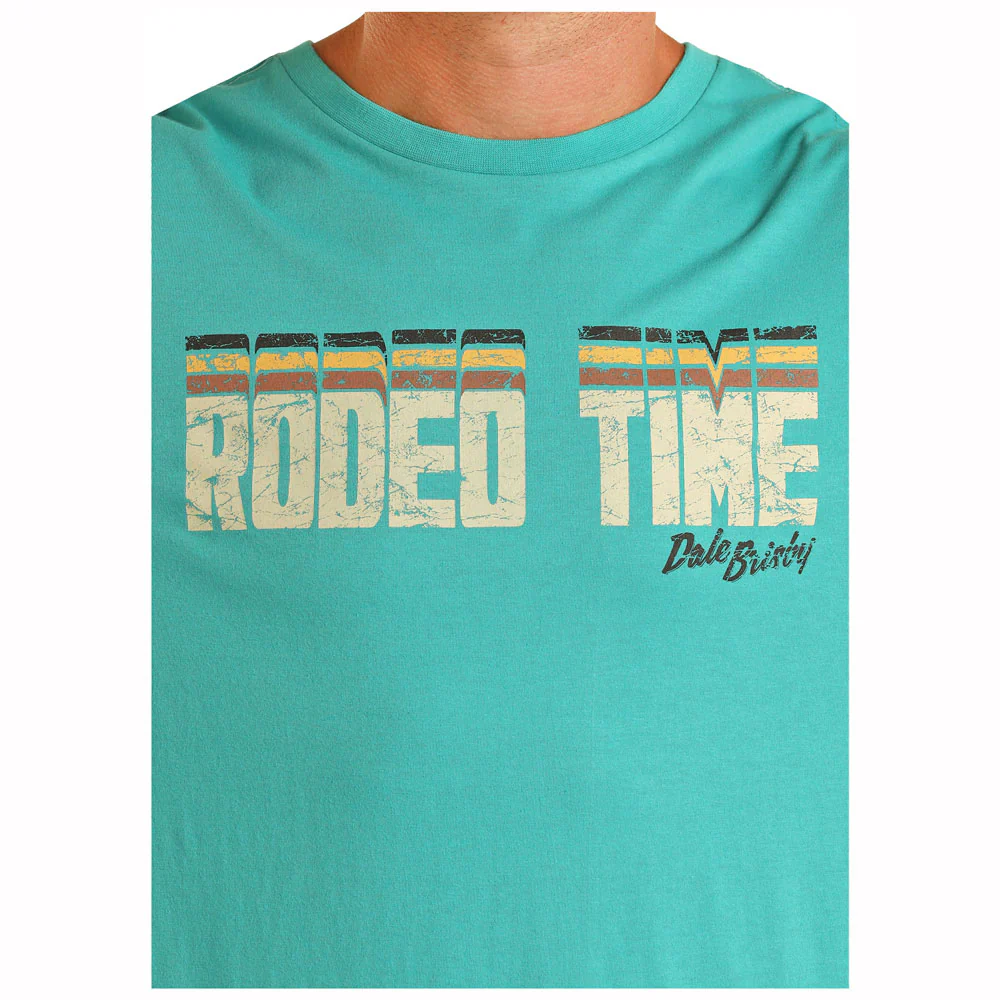 Rock & Roll Men's Dale Brisby Short Sleeve Rodeo Time Tee - Turquoise - Image 2