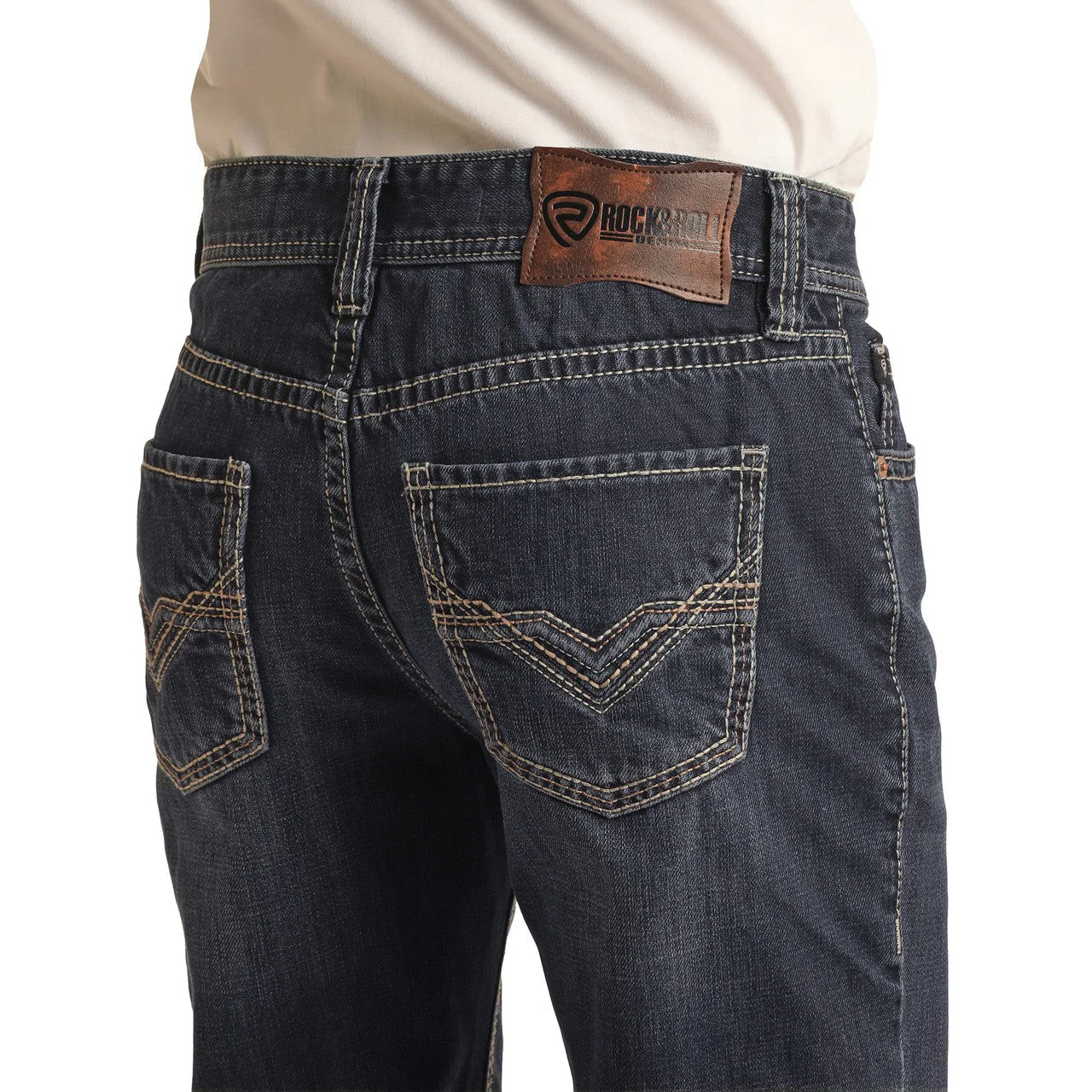 Rock & Roll Men's Double Barrel Relaxed Fit Straight Bootcut Jeans - Dark Vintage - Image 4
