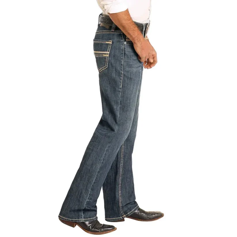 Rock & Roll Men's Double Barrel Straight Boot Jean - Dark Vintage - Image 4