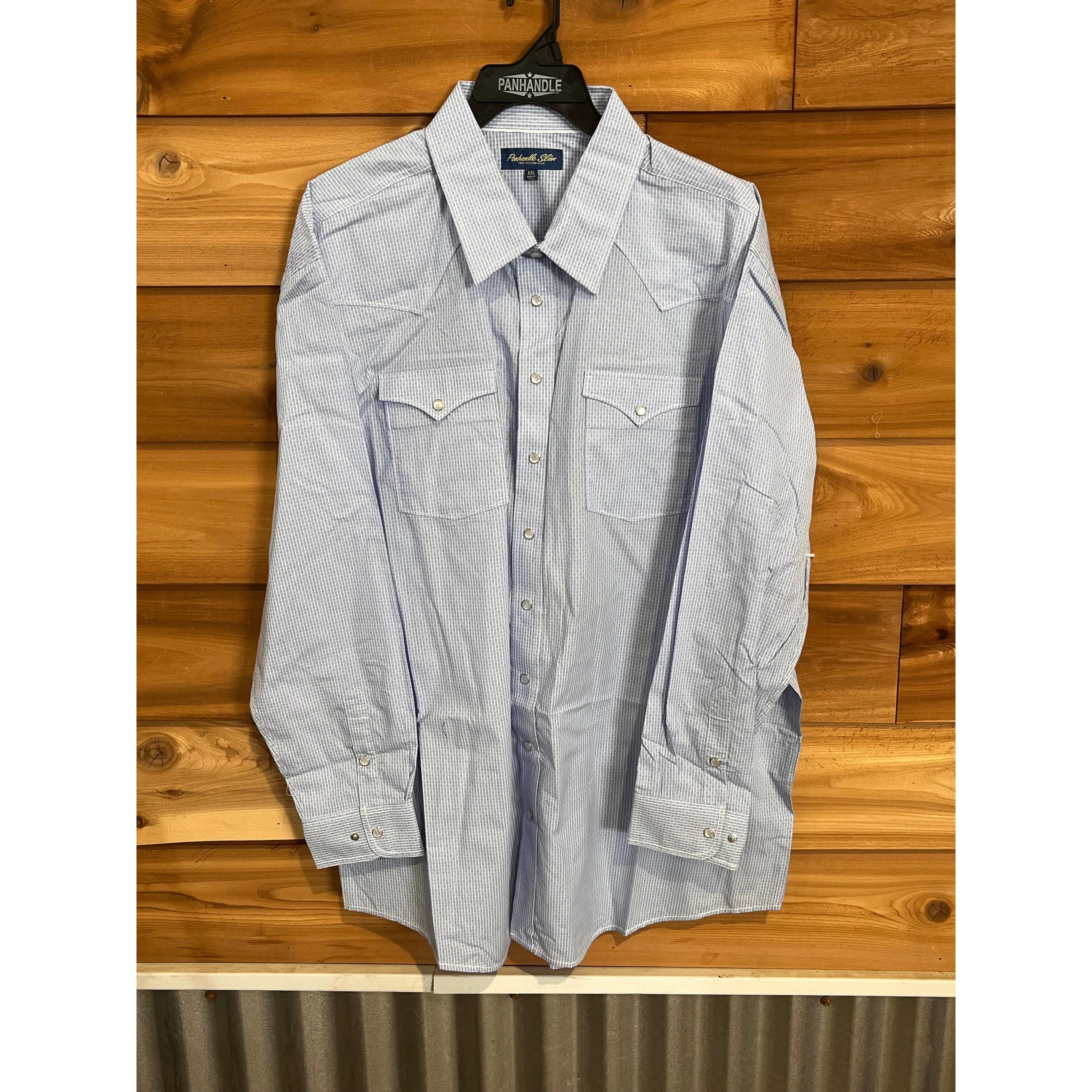 Panhandle Men's Long Sleeve Snap Shirt- Blue