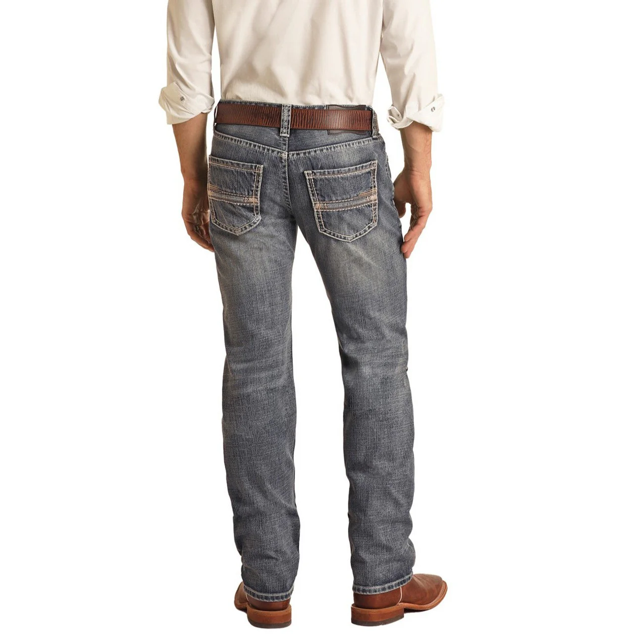 Rock & Roll Men's Pistol Regular Tapered Stackable Bootcut Jeans - Medium Vintage - Image 2