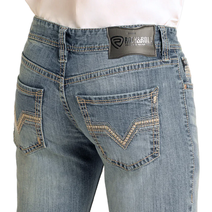 Rock & Roll Men's Pistol Vintage Straight Jeans - Medium Wash - Image 2