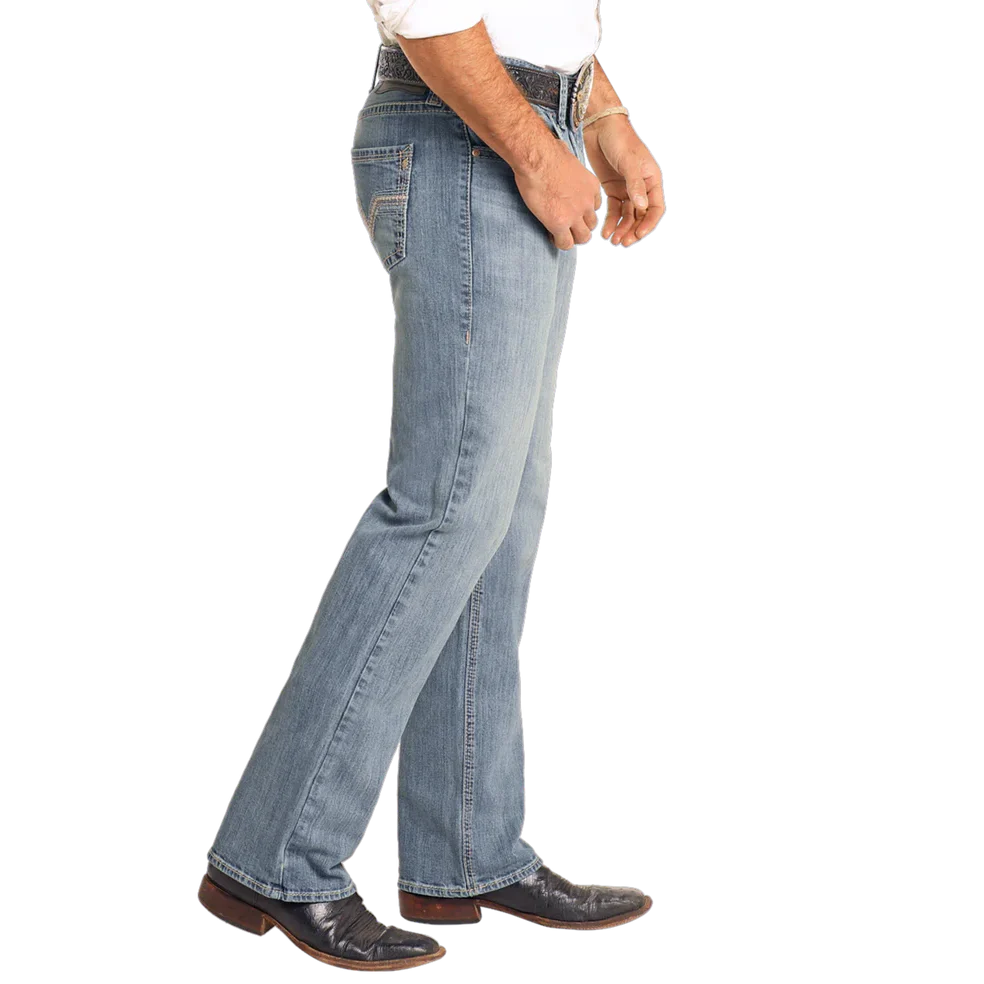 Rock & Roll Men's Pistol Vintage Straight Jeans - Medium Wash - Image 3