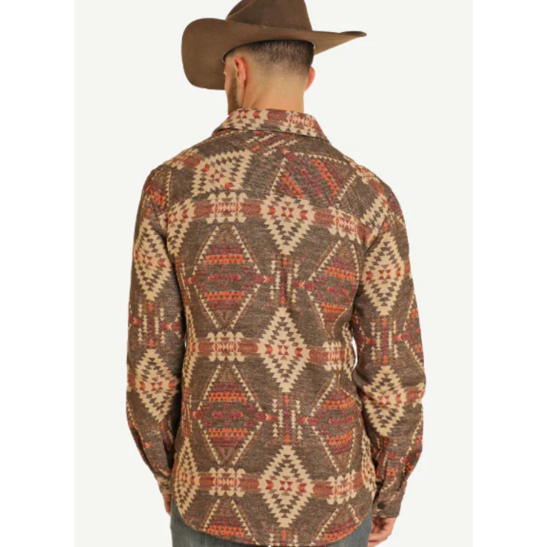Rock & Roll Men's Aztec Shirt Jacket - Dark Brown - Image 2