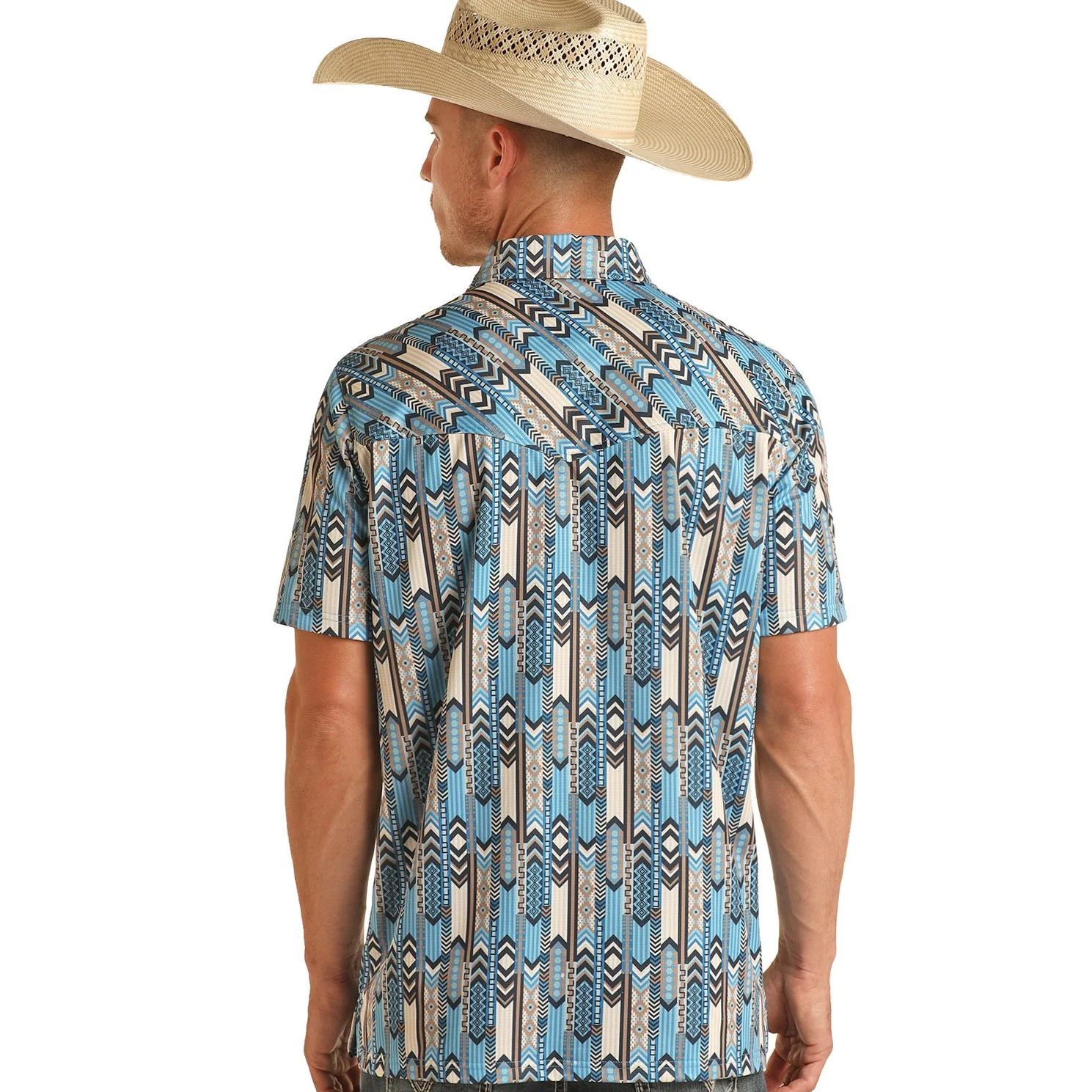 Rock & Roll Men's Printed New Body Button-Down Polo Shirt - Turquoise - Image 2