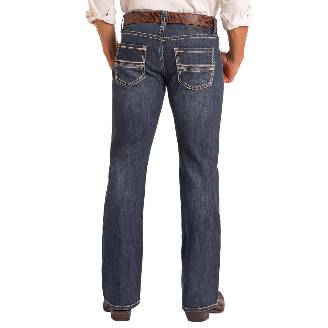 Rock & Roll Men's Raised Denim Pistol Bootcut Jeans - Dark Wash - Image 2