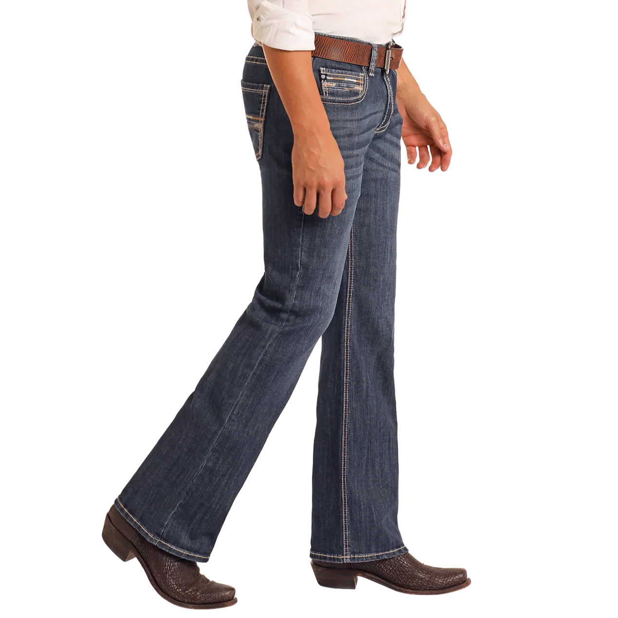 Rock & Roll Men's Raised Denim Pistol Bootcut Jeans - Dark Wash - Image 4