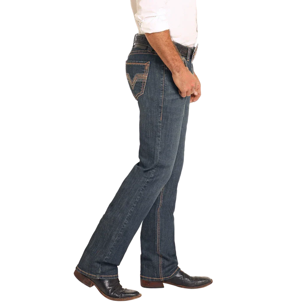 Rock & Roll Men's Slim Fit Revolver Vintage Straight Boot Jean- Dark Vintage - Image 3