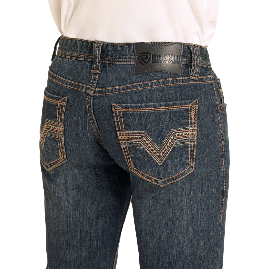 Rock & Roll Men's Slim Fit Revolver Vintage Straight Boot Jean- Dark Vintage - Image 4