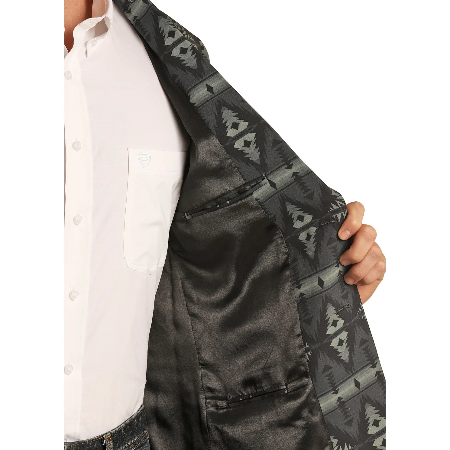 Rock & Roll Men's Aztec Sports Coat - Black - Image 3