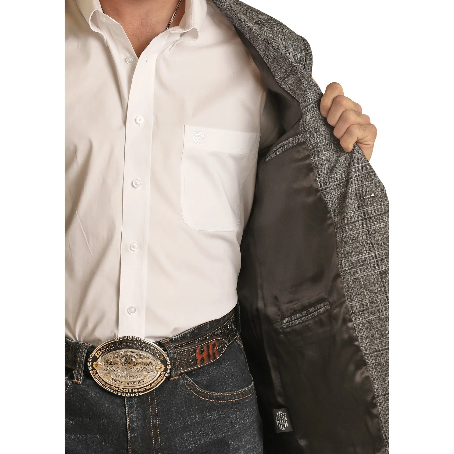 Rock & Roll Men's RRD Plaid Sports Coat - Charcoal - Image 4
