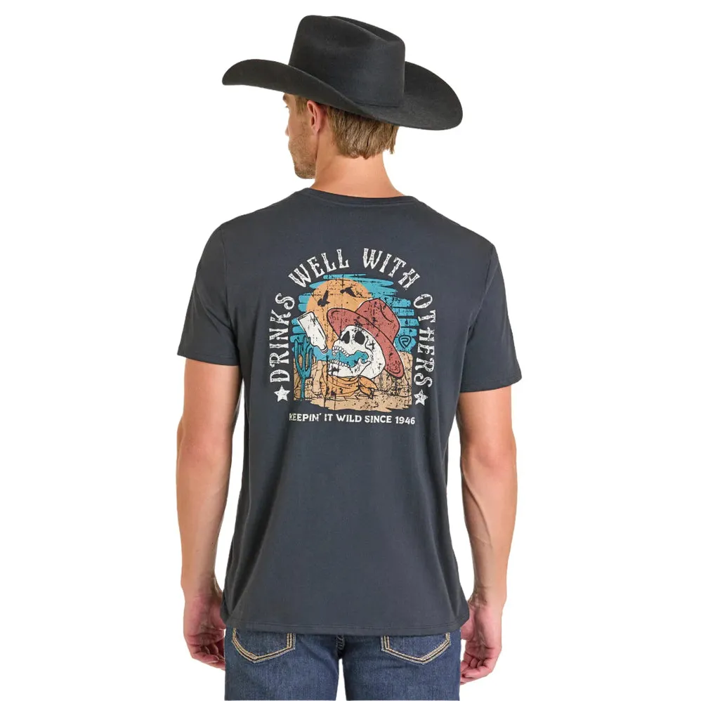 Rock & Roll Men's Short Sleeve Graphic Tee Shirt- Black - Image 2