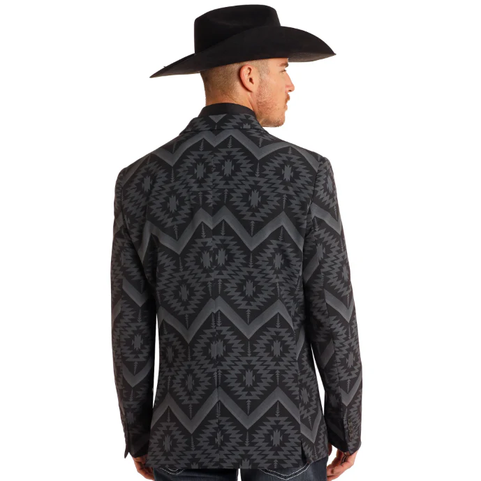 Rock & Roll Men's Southwest Printed Sport Coat - Black - Image 2
