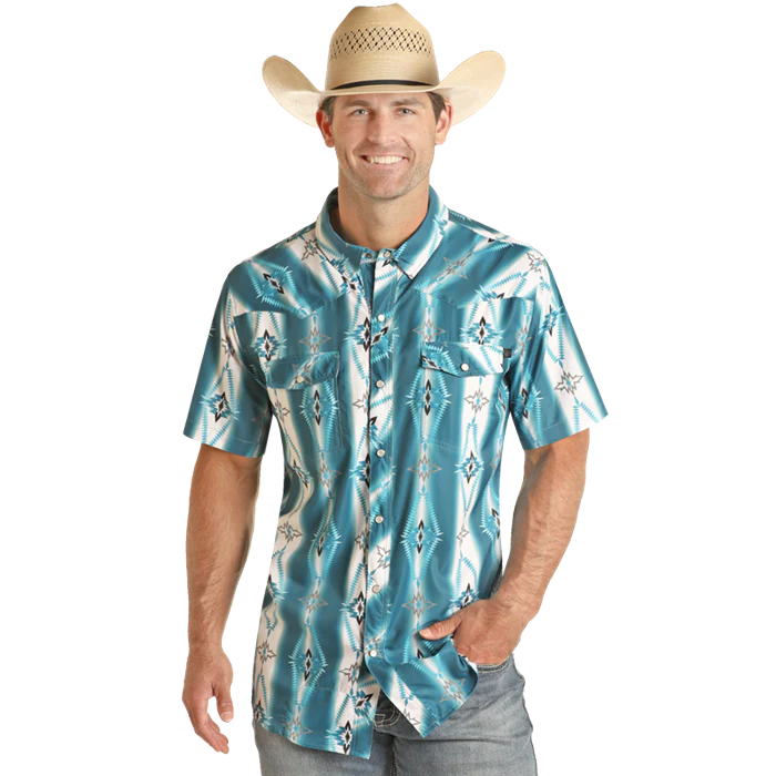 Rock & Roll Men's SS Aztec Ripstop Snap Shirt *FINAL SALE*