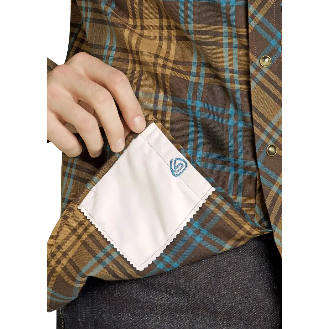 Rock & Roll Men's Tek Western Brushed Plaid Flannel Long Sleeve Shirt - Brown - Image 4