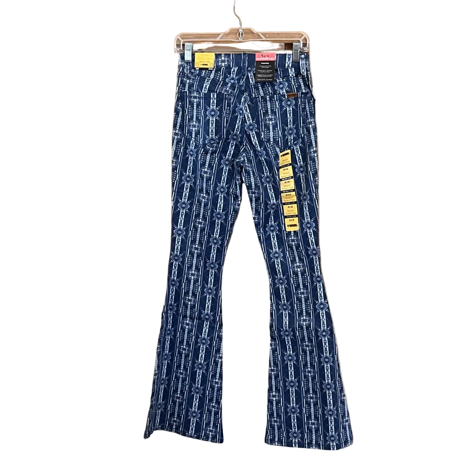 Rock & Roll Women's Aztec Button Flare Jean- Blue - Image 2