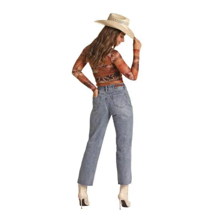 Rock & Roll Women's Back Yoke Detail Crop Jeans - Image 2