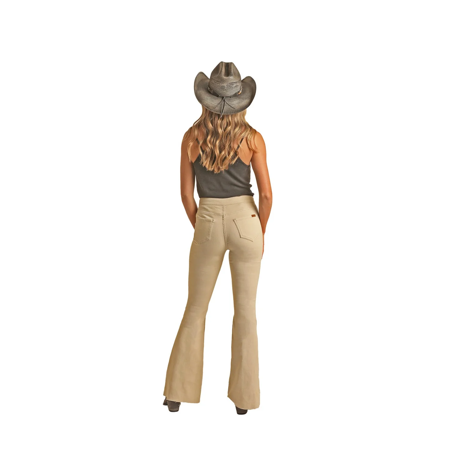 Rock & Roll Women's Boot Stitch Button Flare Jeans - Natural - Image 2