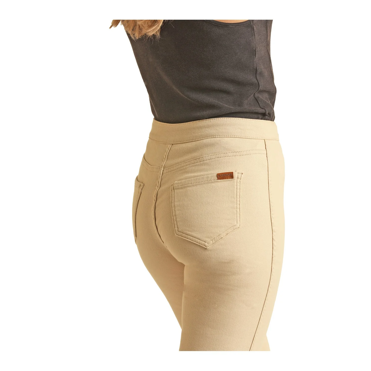 Rock & Roll Women's Boot Stitch Button Flare Jeans - Natural - Image 4
