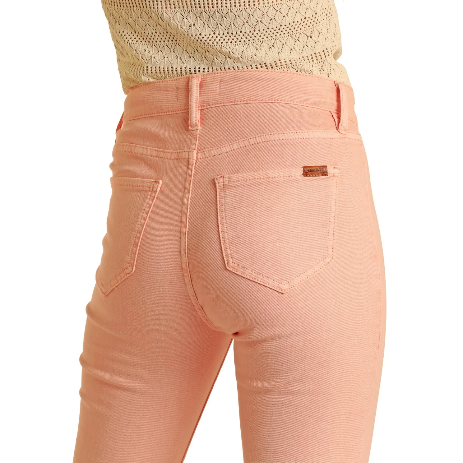 Rock & Roll Women's Button Flare Jeans - Pink - Image 4