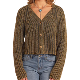Rock & Roll Women's Chunky Knit Cardigan - Forest Green