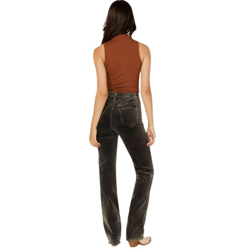 Rock & Roll Women's Corduroy Modest High Rise Boot Cut Pant - Charcoal - Image 3