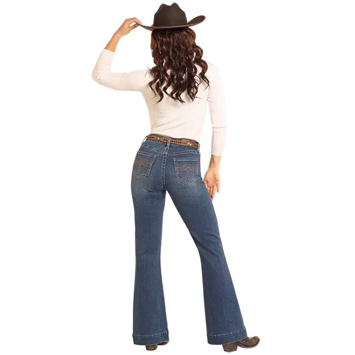 Rock & Roll Women's Cowgirl  Boot Pocket Midrise Trouser - Dark Vintage - Image 2
