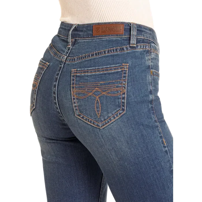 Rock & Roll Women's Cowgirl  Boot Pocket Midrise Trouser - Dark Vintage - Image 3