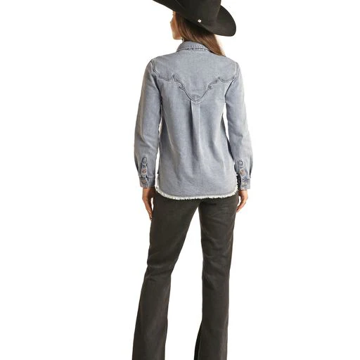 Rock & Roll Women's Denim Shirt - Light Wash - Image 3