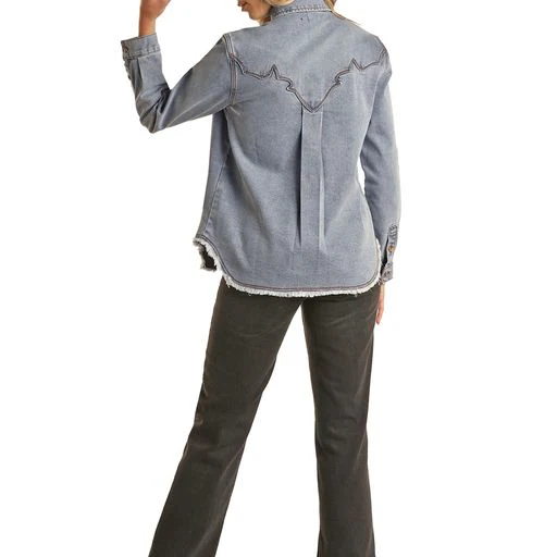 Rock & Roll Women's Denim Shirt - Light Wash - Image 4