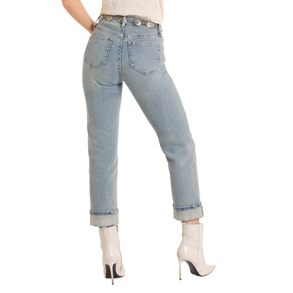 Rock & Roll Women's Distressed High Rise Cropped Jeans- Medium Vintage - Image 2