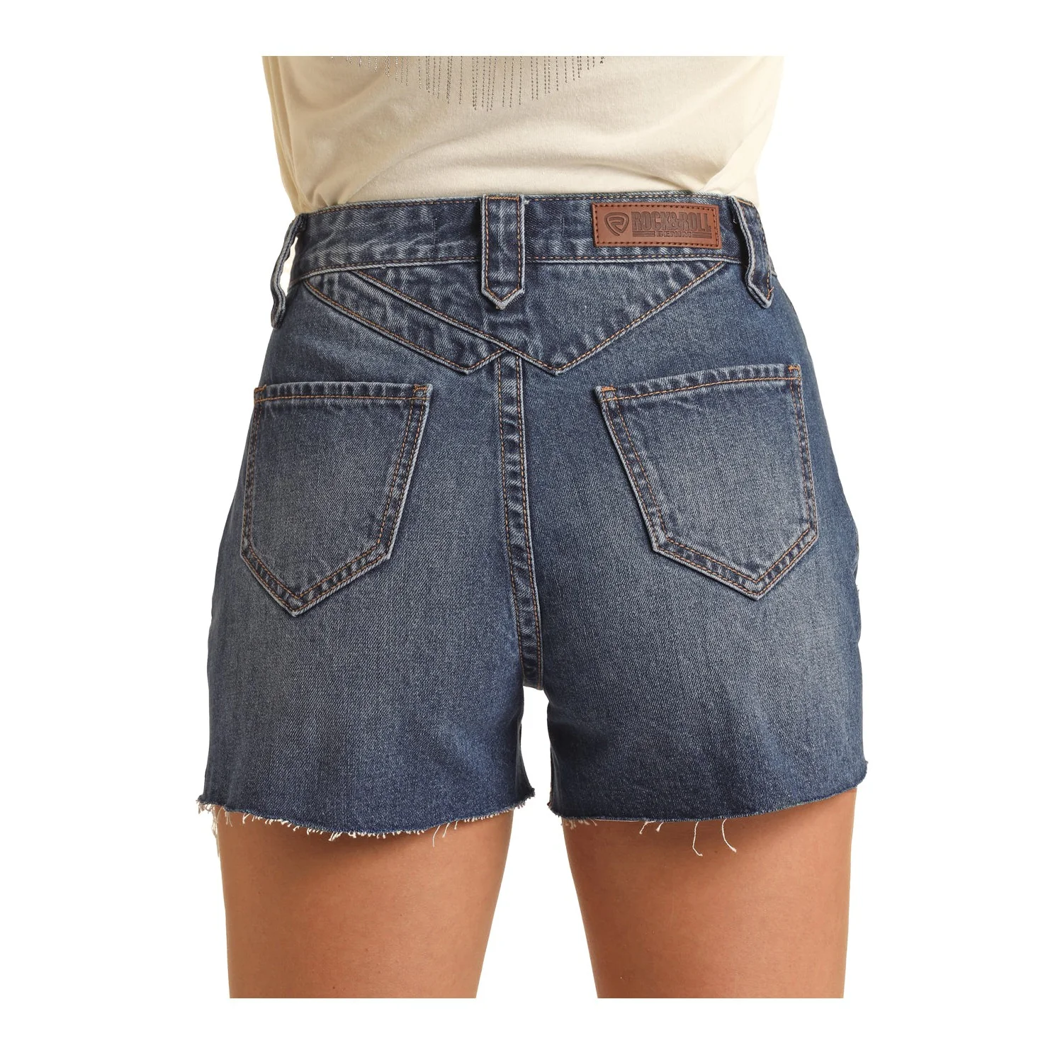 Rock & Roll Women's Distressed Shorts - Medium Wash - Image 3
