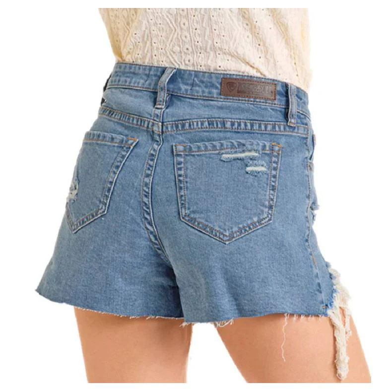 Rock & Roll Women's Distressed Shorts- Medium Wash - Image 2