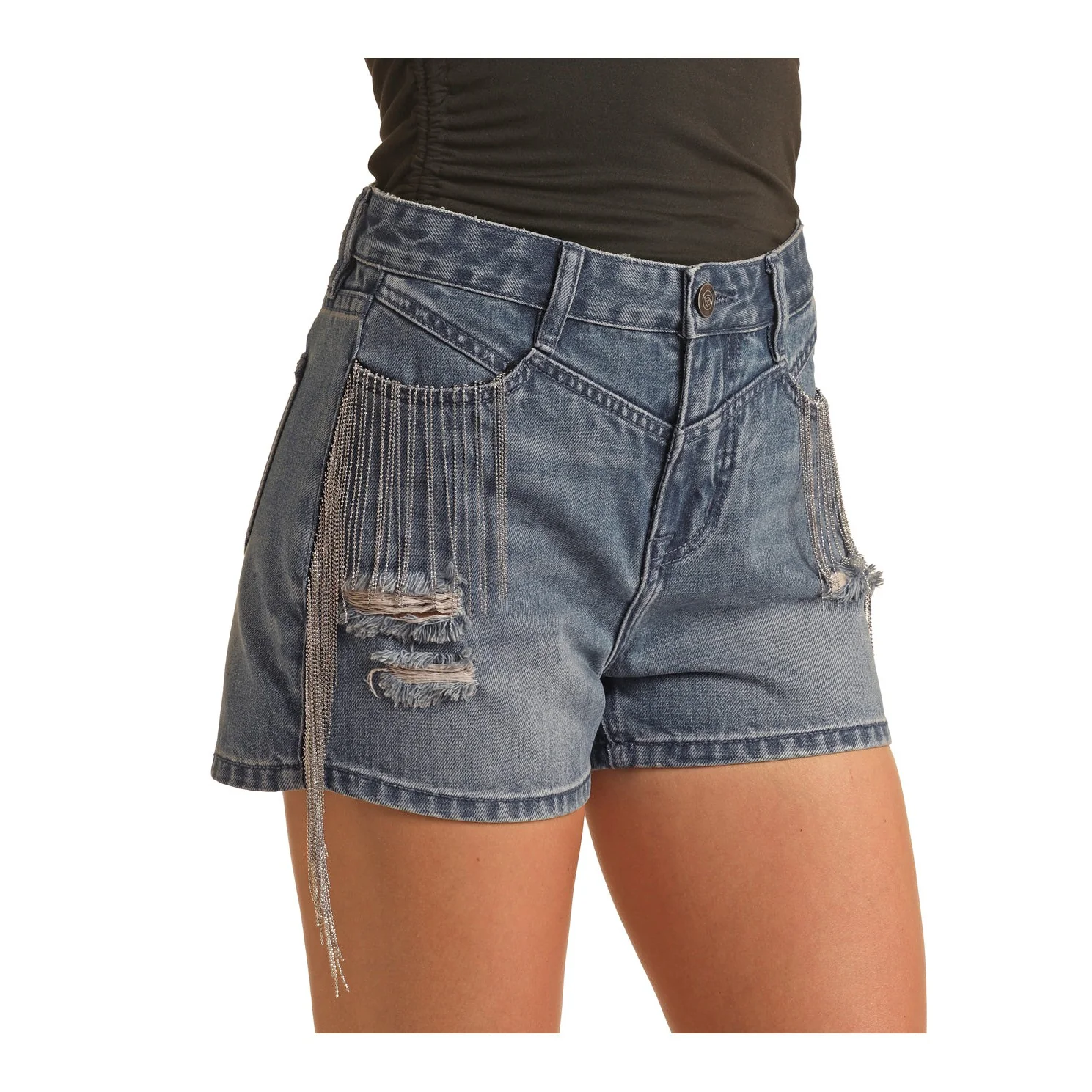 Rock & Roll Women's Fringed Shorts - Medium Vintage - Image 3